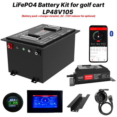 Buy 48V 105Ah 51.2V LiFePO4 Golf Cart Battery Kit, 250A BMS, 4000+ Cycles Lithium Battery, Max 12.8kW Power online manufacture