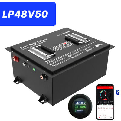 Buy 48V 50Ah 51.2V2 150Amp LiFePO4 Golf Cart Battery W/h LCD Display And Bluetooth online manufacture