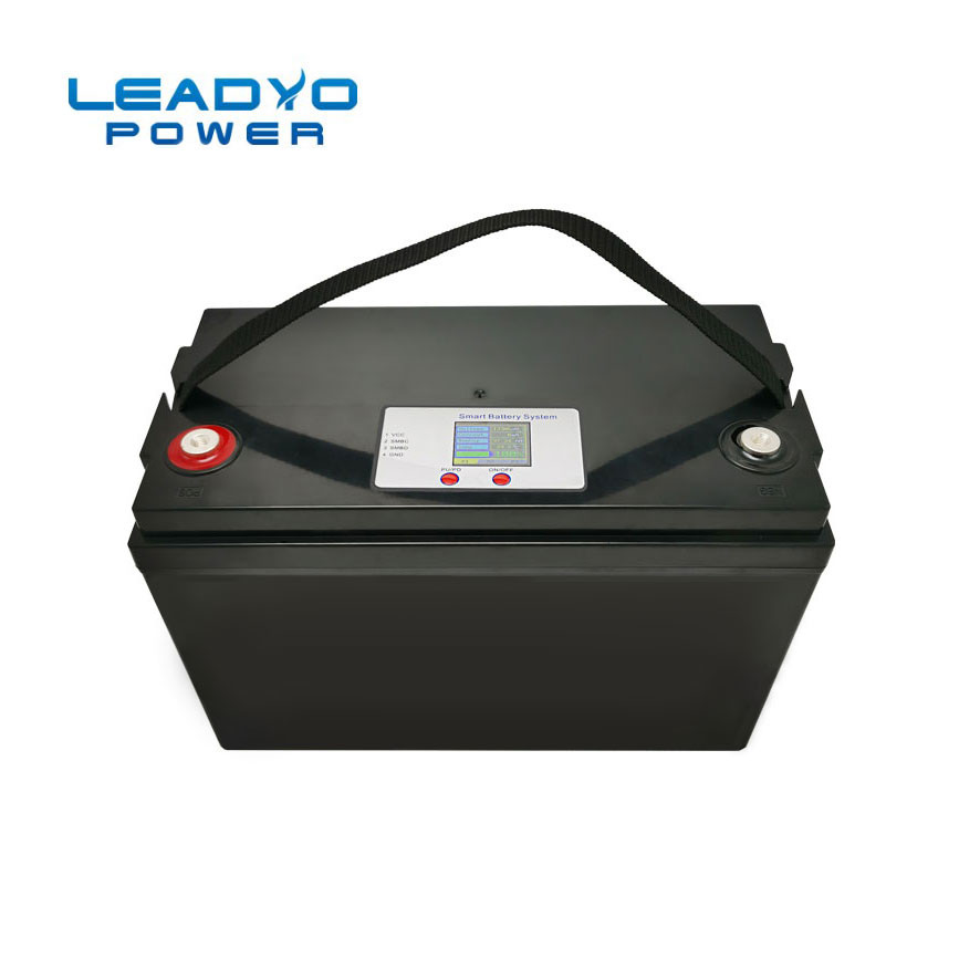 LEADYO 12V 100ah Lithium Iron Phosphate Battery Lifepo4 Smart LCD Display